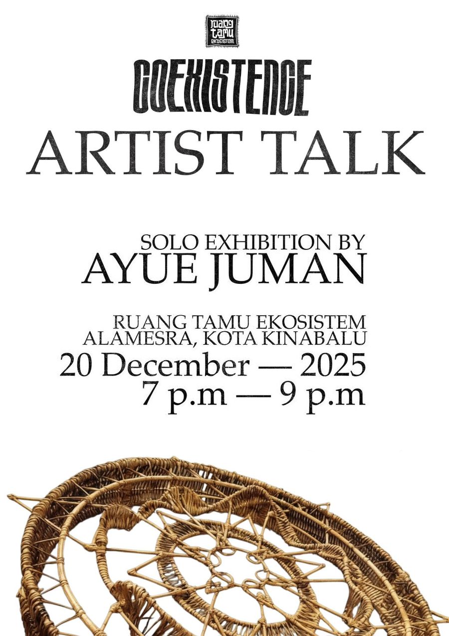 poster for Coexistence, artist talk with Ayue Juman