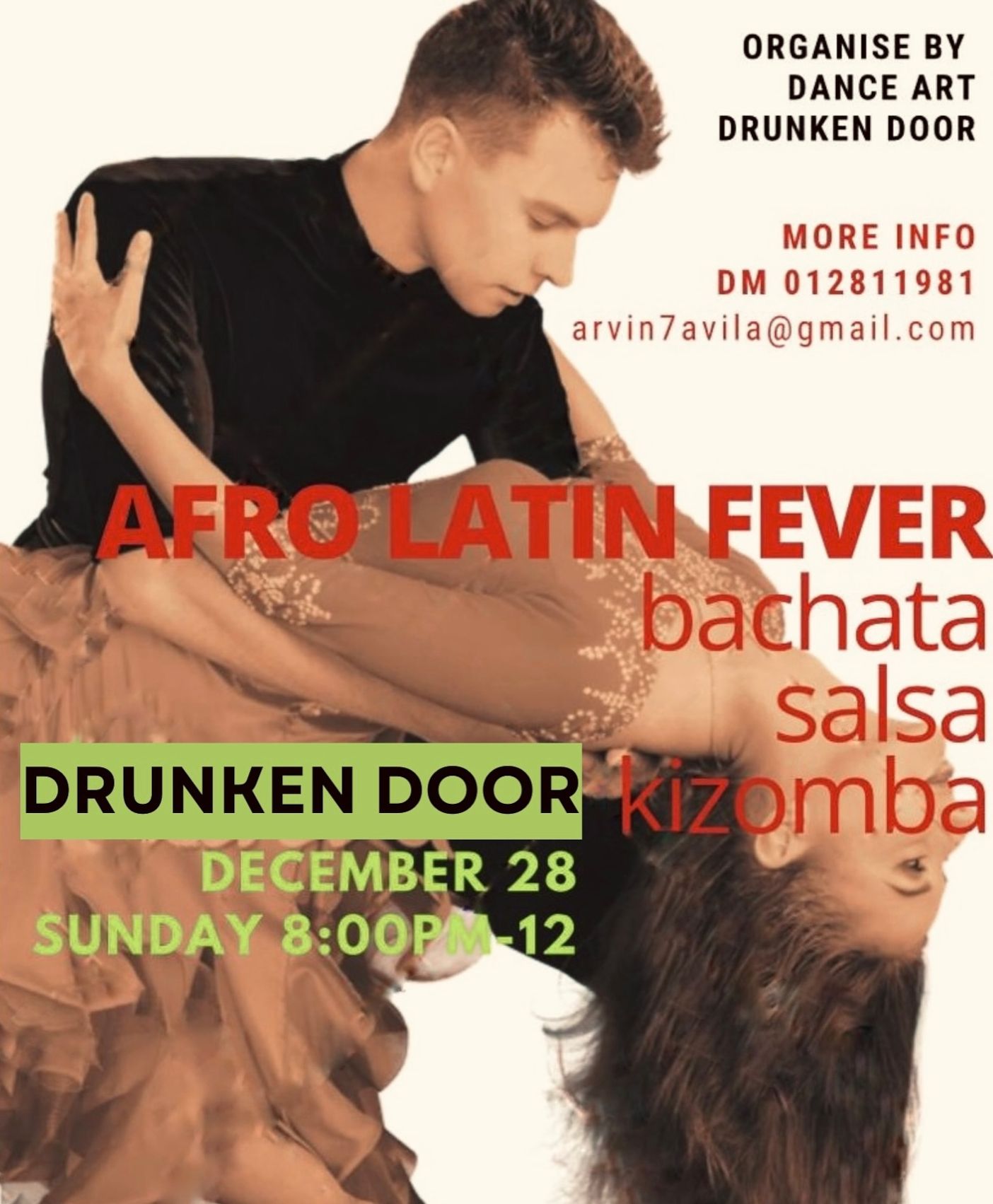 Poster for Afro Latin Fever, end of year dance night