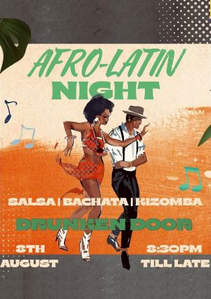 poster for Malam Afro-Latin di Drunken Door!