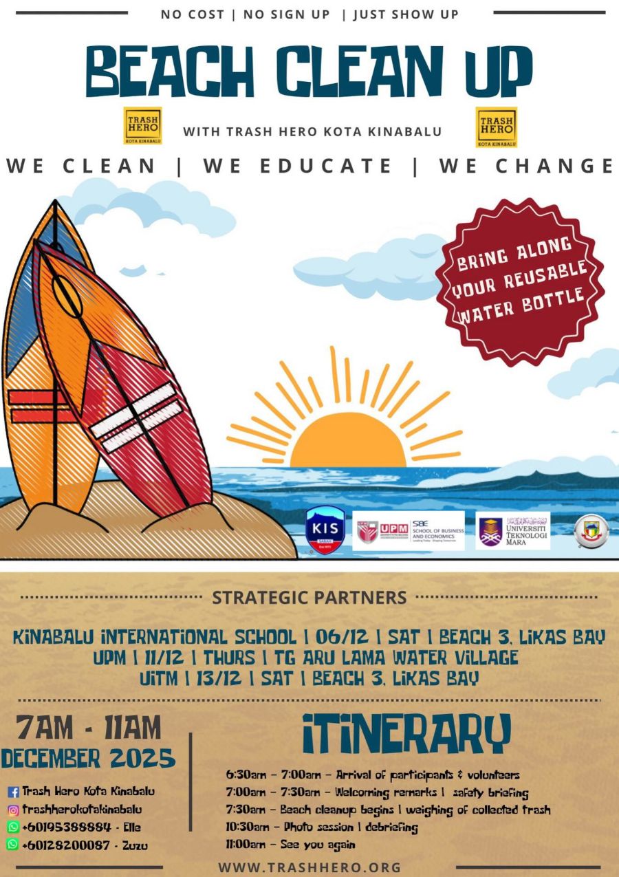 poster for Likas Bay Clean-up with Trash Hero and KIS #95